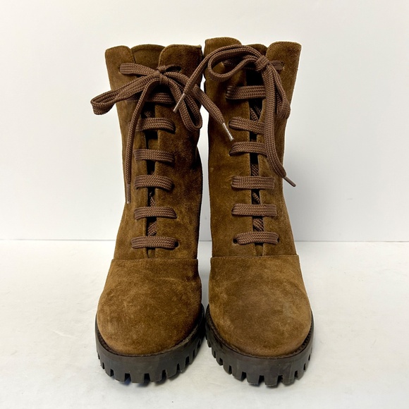 Stuart Weitzman Cyler Boot Suede Shoe Poetcore Dark Academia Combat Brown Size 7 - Picture 14 of 14